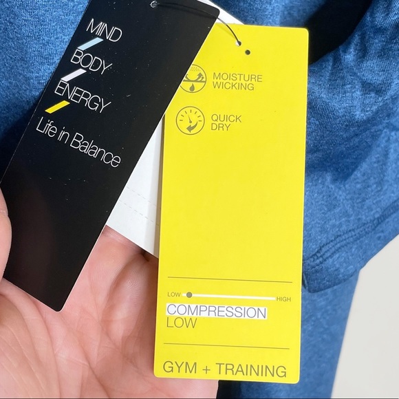 Two Zella Low Compression Gym & Training Short Sleeve Shirts Gray & Blue X-Large - Picture 6 of 8